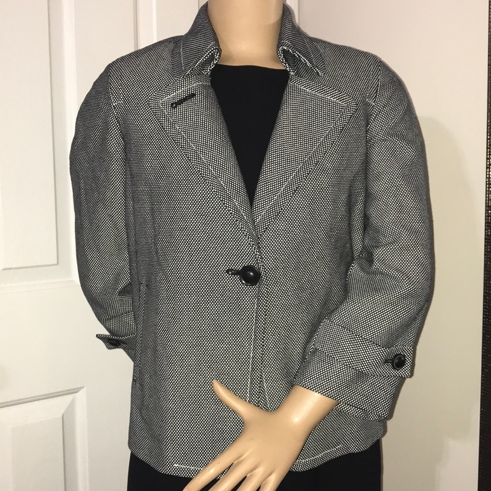 Talbots Black and White Tweed Blazer
